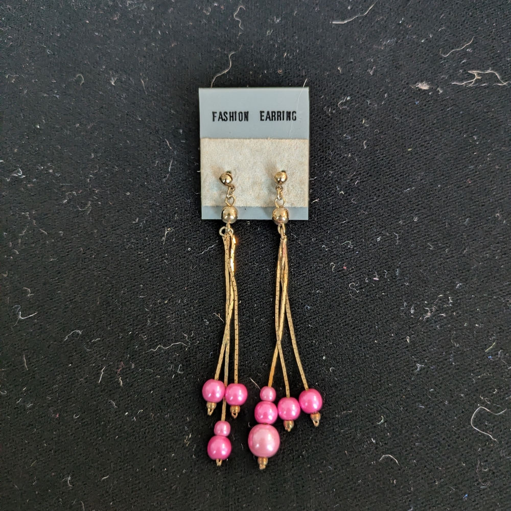 Elegant Pink and Gold Dangle Earrings